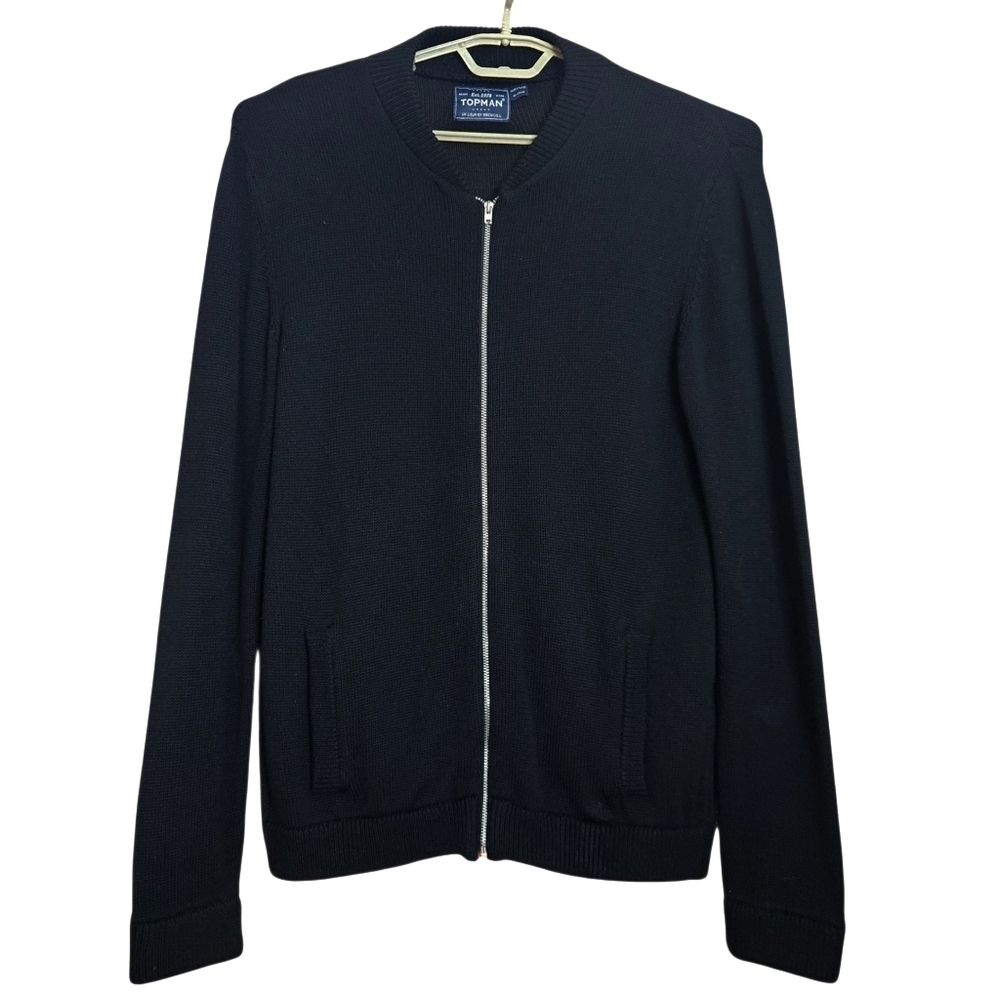 🔥Topman Men's Zip Up Long Sleeve Cardigan Sweater size Large